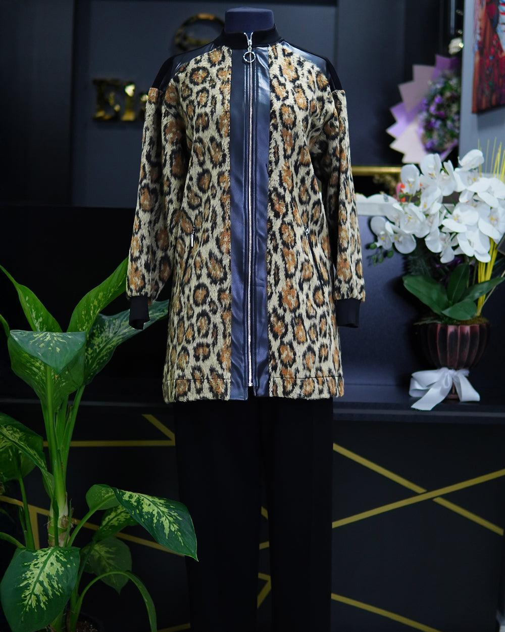Leopar Desenli Ceket Pantolon Takım - Ela Butik